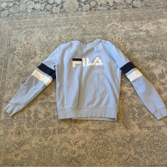 FILA womens french terry embroidered crewneck sweatshirt light blue - Picture 2 of 7